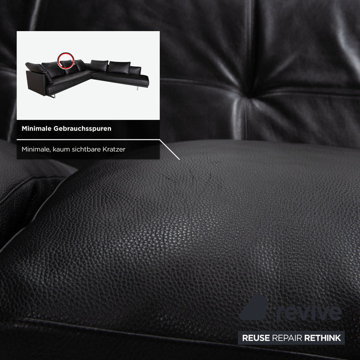 Walter Knoll Prime Time Leder Chrom Ecksofa Schwarz Sofa Couch