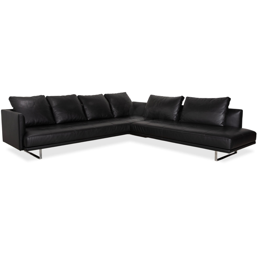 Walter Knoll Prime Time Leather Chrome Corner Sofa Black Sofa Couch
