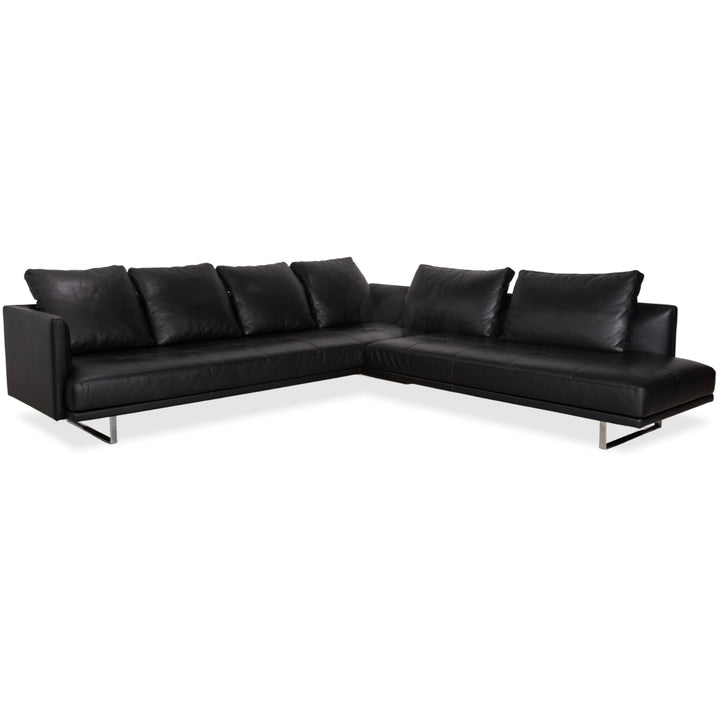 Walter Knoll Prime Time Leather Chrome Corner Sofa Black Sofa Couch