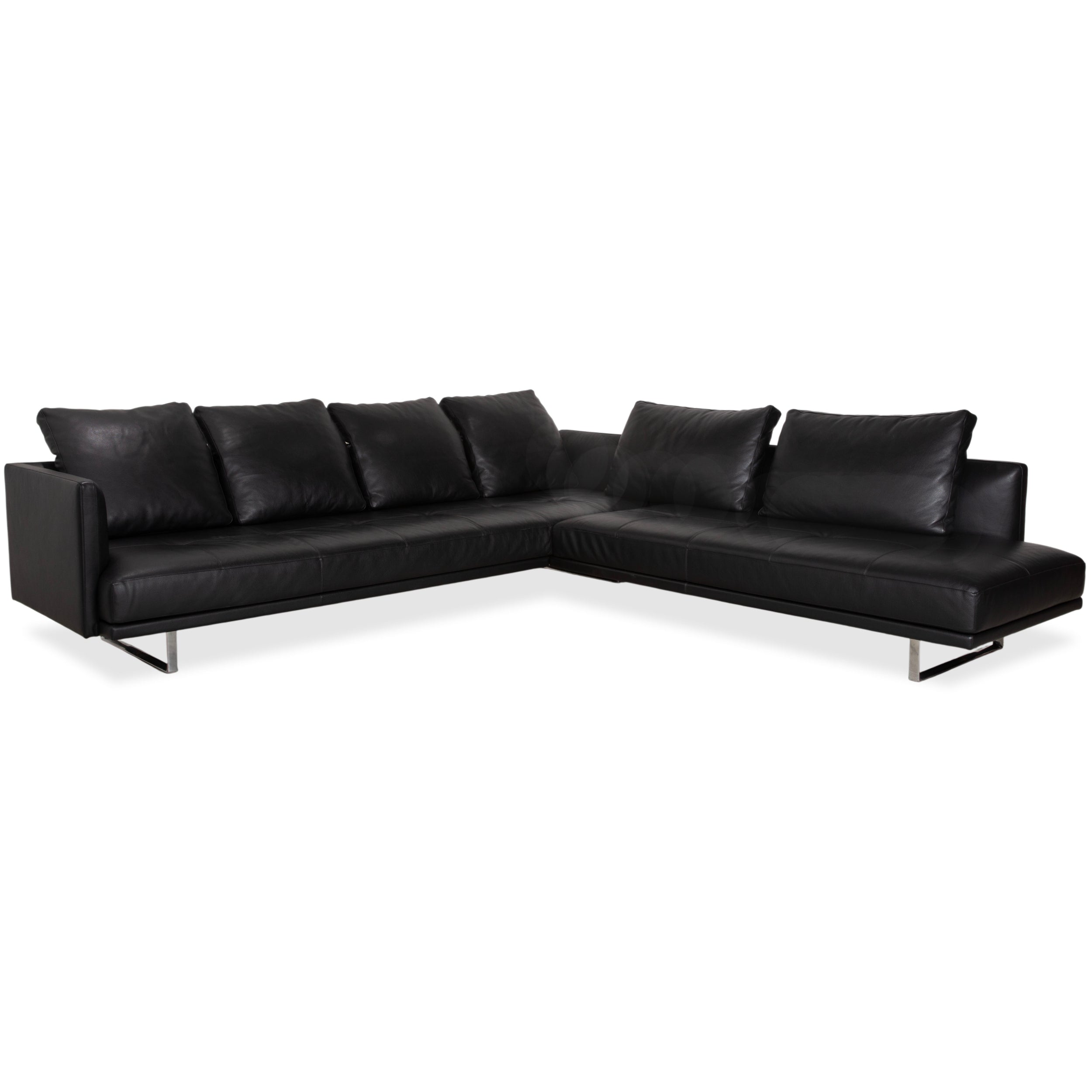 Walter Knoll Prime Time Leder Chrom Ecksofa Schwarz Sofa Couch
