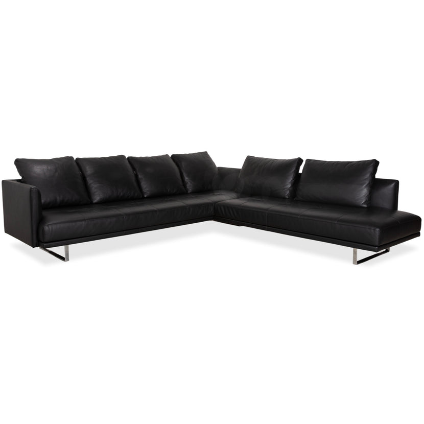 Walter Knoll Prime Time Leder Chrom Ecksofa Schwarz Sofa Couch