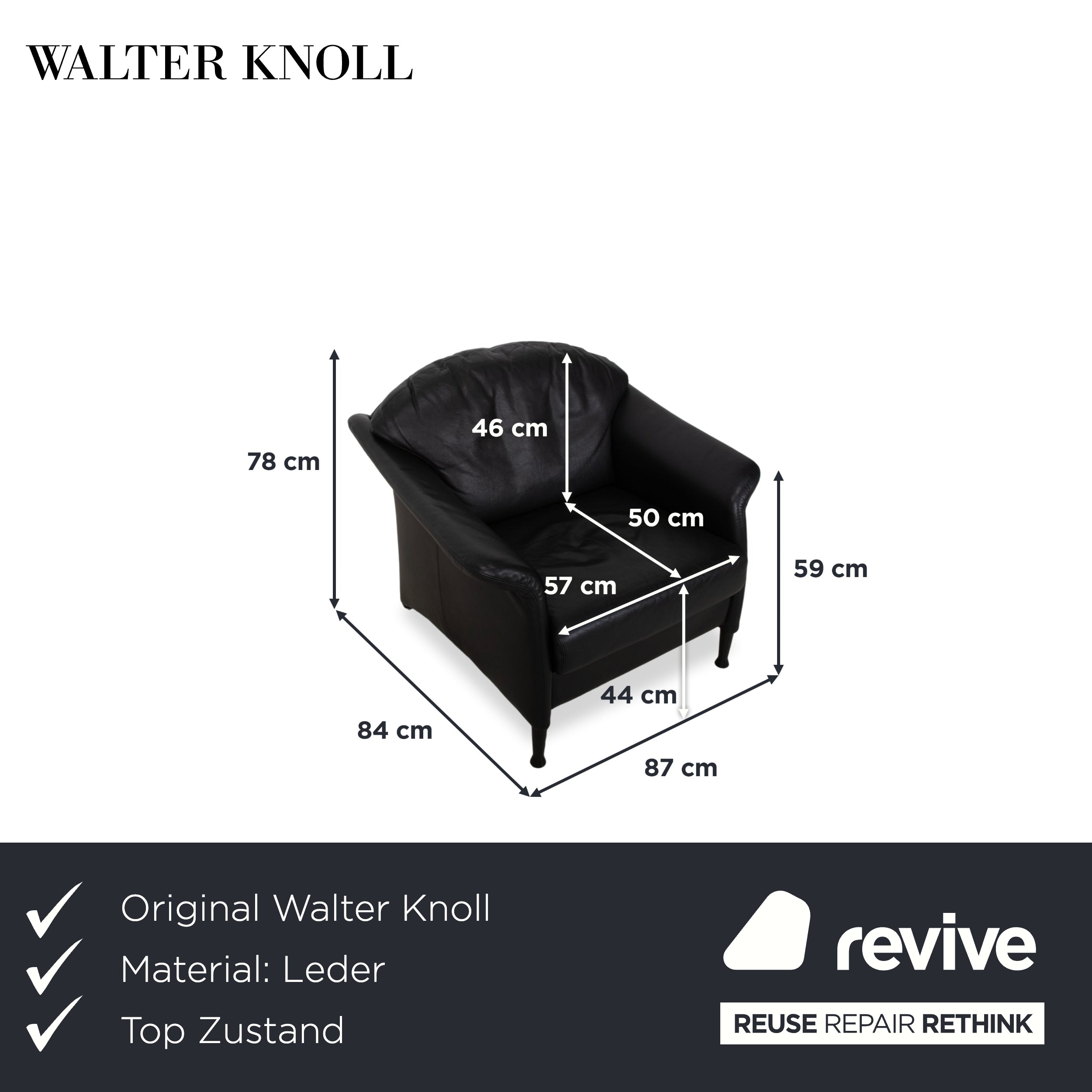 Walter Knoll Scarlett leather armchair black
