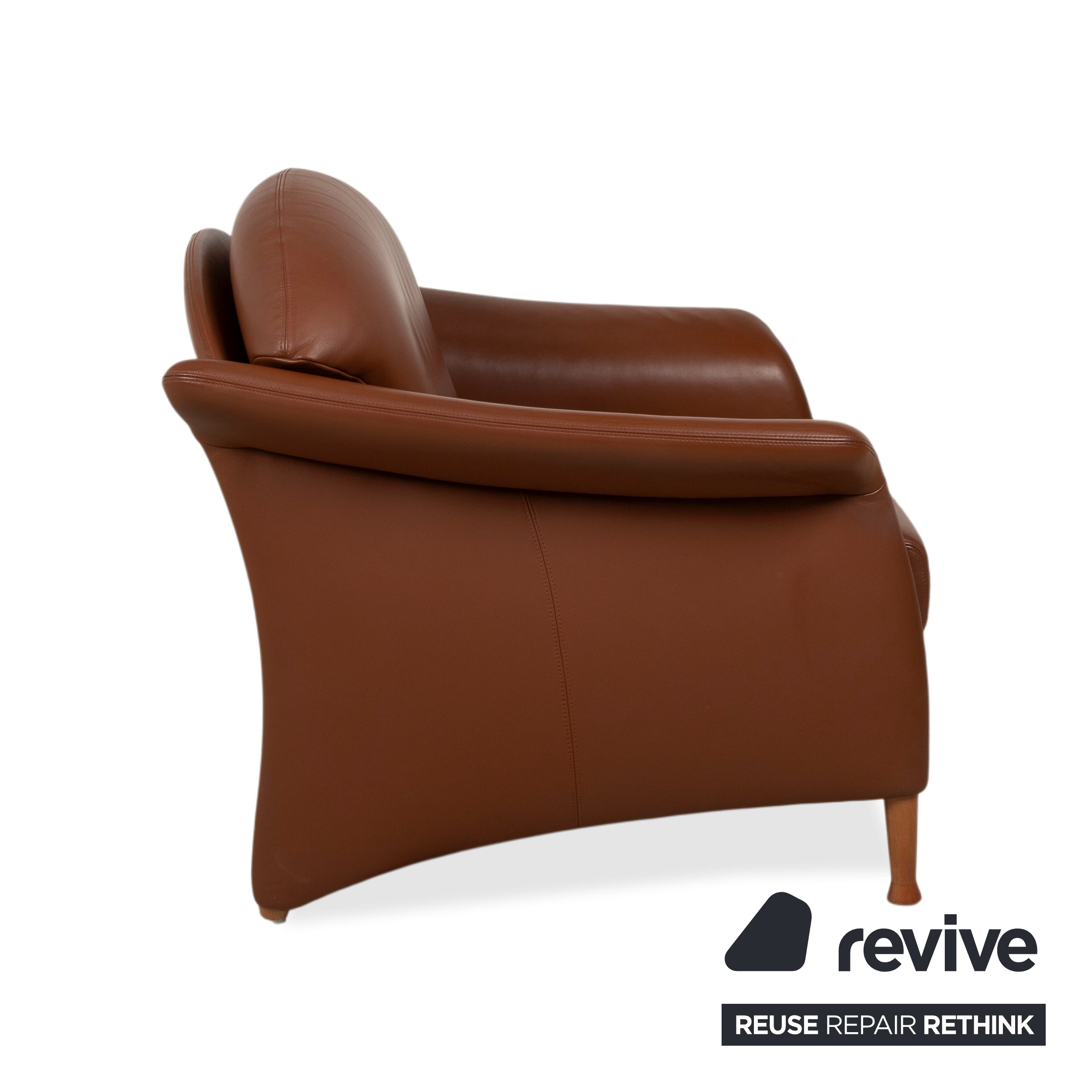 Fauteuil Walter Knoll Cuir Rouge-Brun Cognac Terre cuite