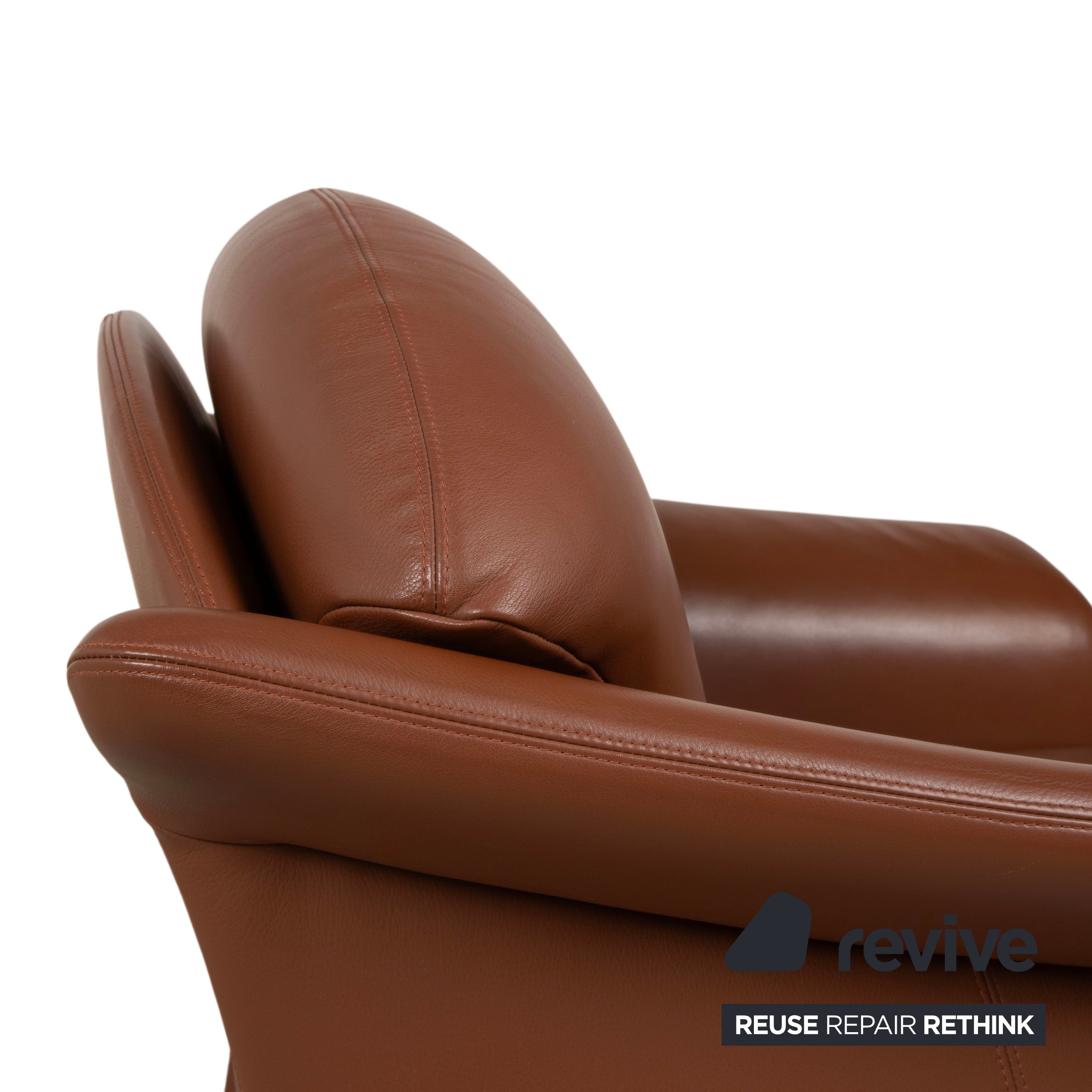 Fauteuil Walter Knoll Cuir Rouge-Brun Cognac Terre cuite