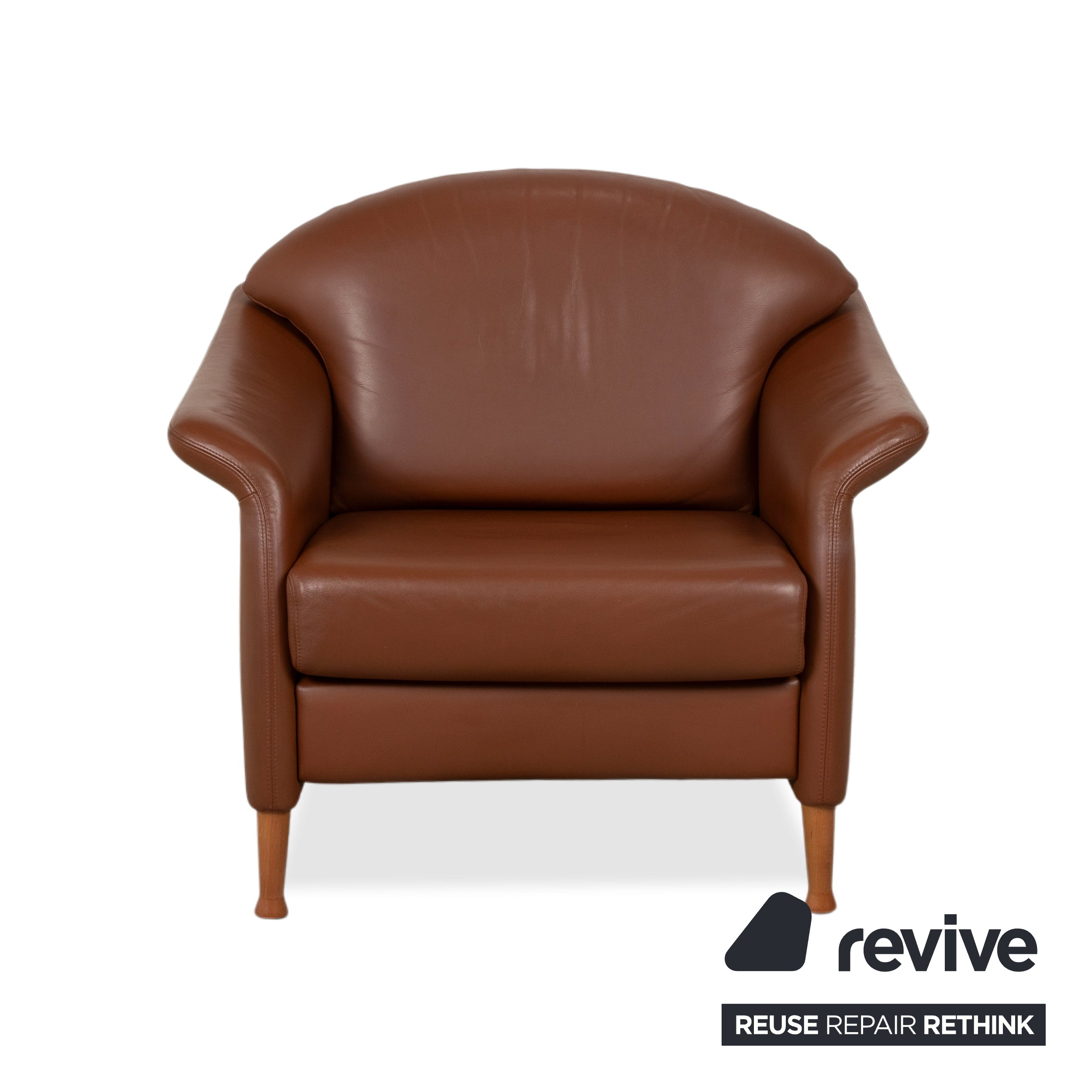 Fauteuil Walter Knoll Cuir Rouge-Brun Cognac Terre cuite