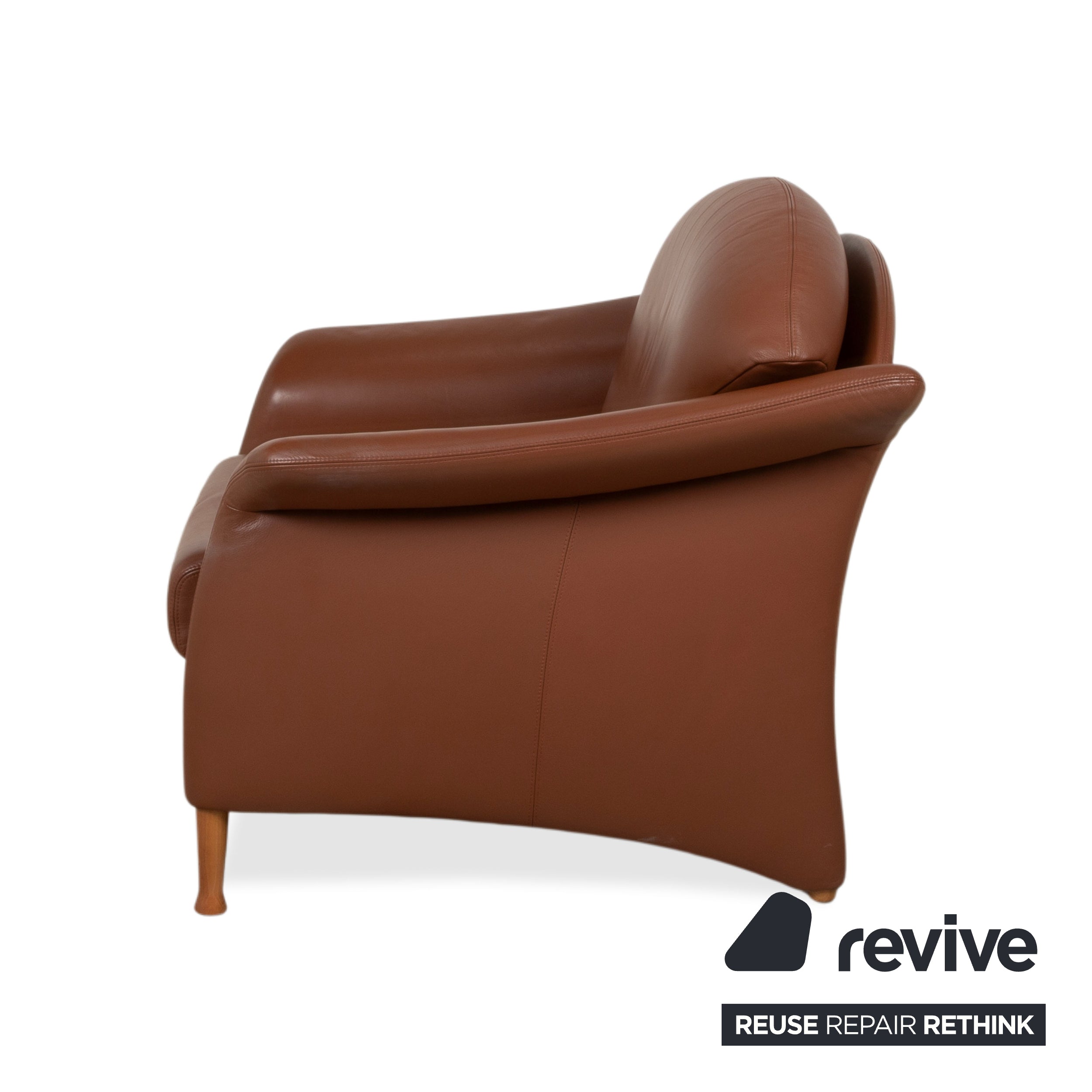 Fauteuil Walter Knoll Cuir Rouge-Brun Cognac Terre cuite