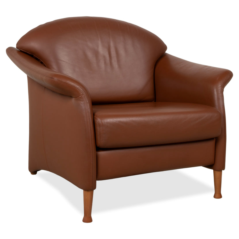 Fauteuil Walter Knoll Cuir Rouge-Brun Cognac Terre cuite