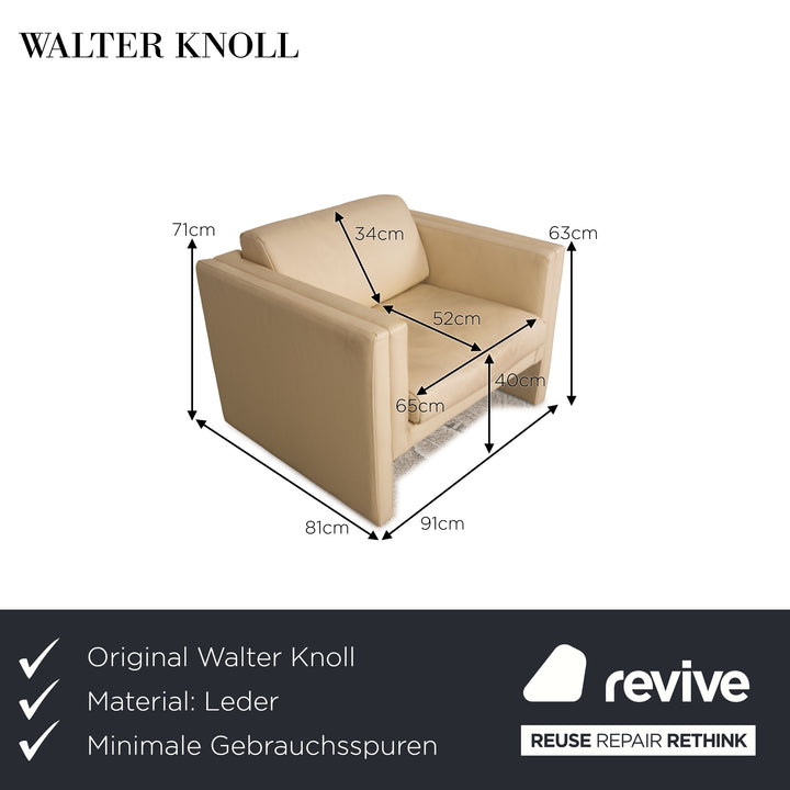 Walter Knoll Studio 191 leather armchair cream