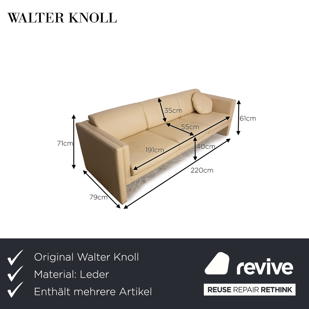 Walter Knoll Studio 191 leather sofa set cream three-seater two-seater couch