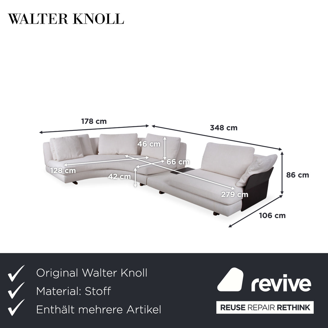 Walter Knoll Tama Garnitur Stoff Ecksofa Hocker Creme Beige Sofa Couch