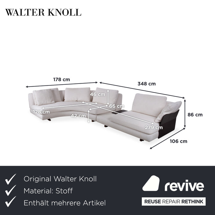 Walter Knoll Tama Garnitur Stoff Ecksofa Hocker Creme Beige Sofa Couch