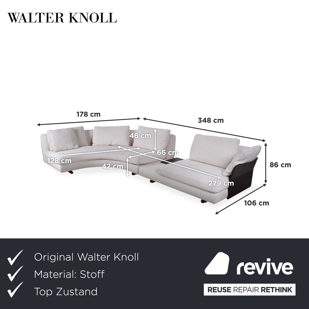 Walter Knoll Tama Fabric Corner Sofa Cream Beige Sofa Couch