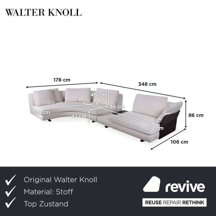 Walter Knoll Tama Fabric Corner Sofa Cream Beige Sofa Couch