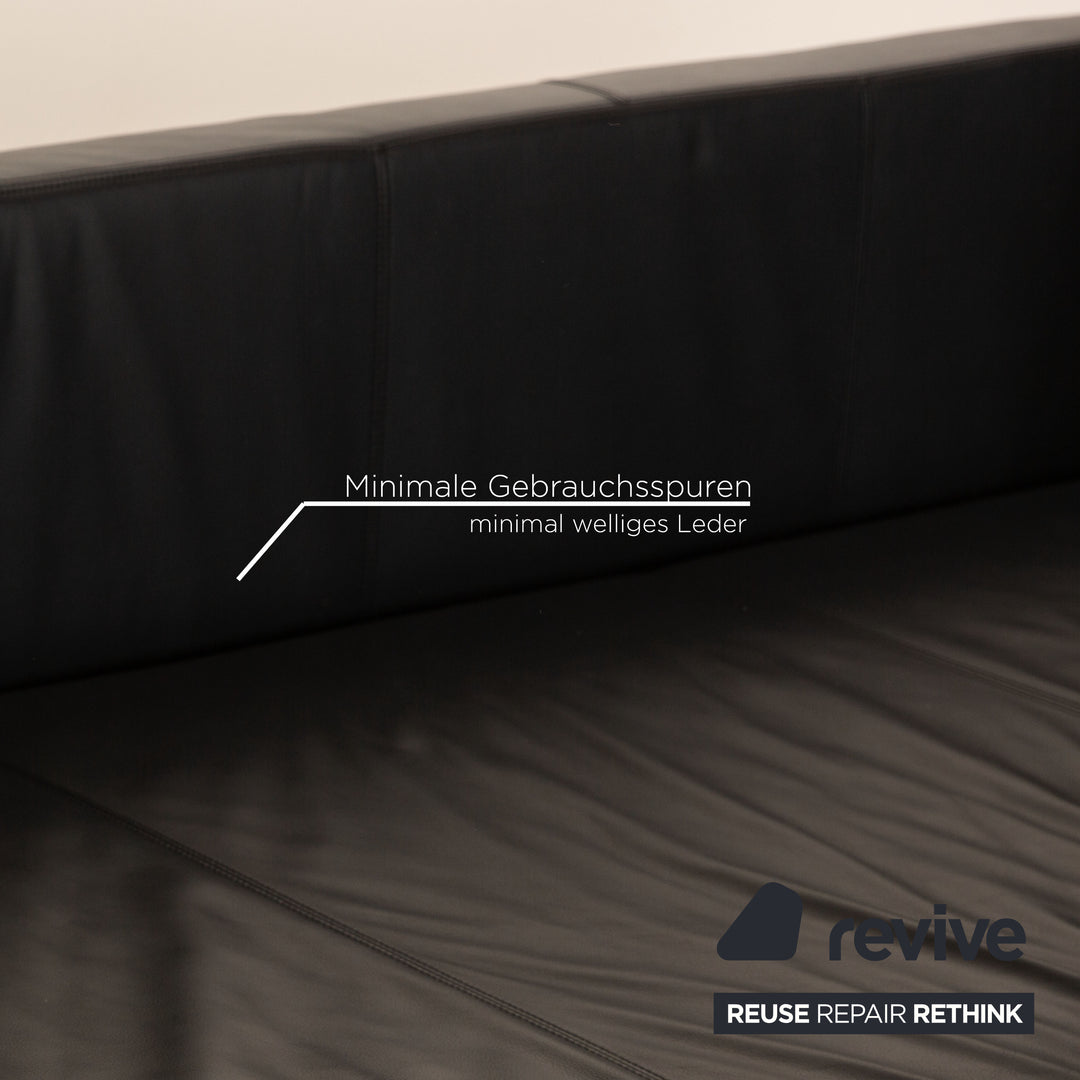 Walter Knoll Together Leder Sofa Garnitur Anthrazit Dreisitzer Hocker manuelle Funktion