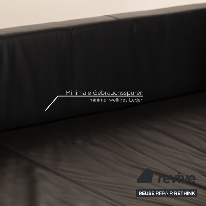 Walter Knoll Together Leder Sofa Garnitur Anthrazit Dreisitzer Hocker manuelle Funktion