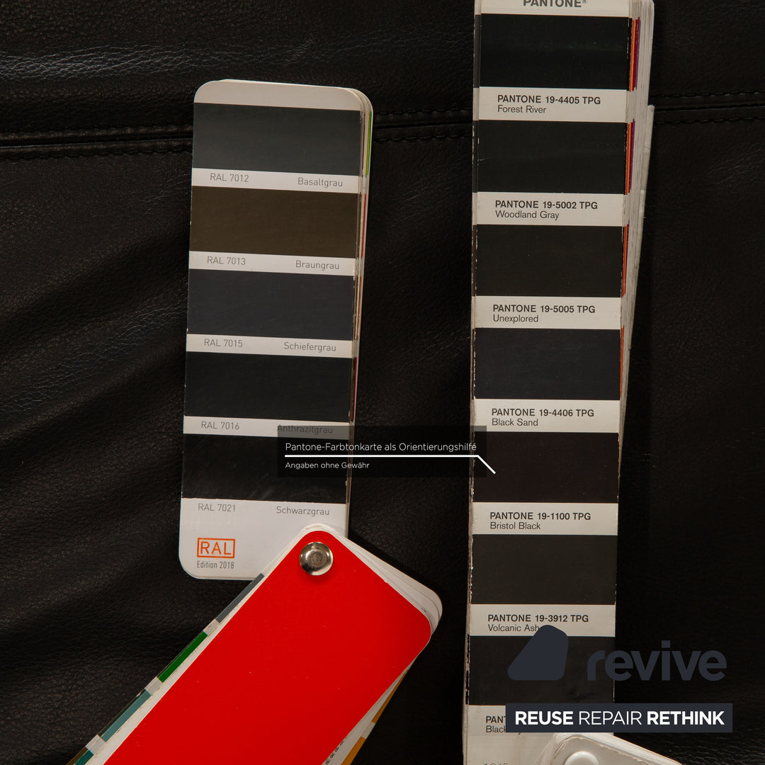 Walter Knoll Together Leder Sofa Garnitur Anthrazit Dreisitzer Hocker manuelle Funktion