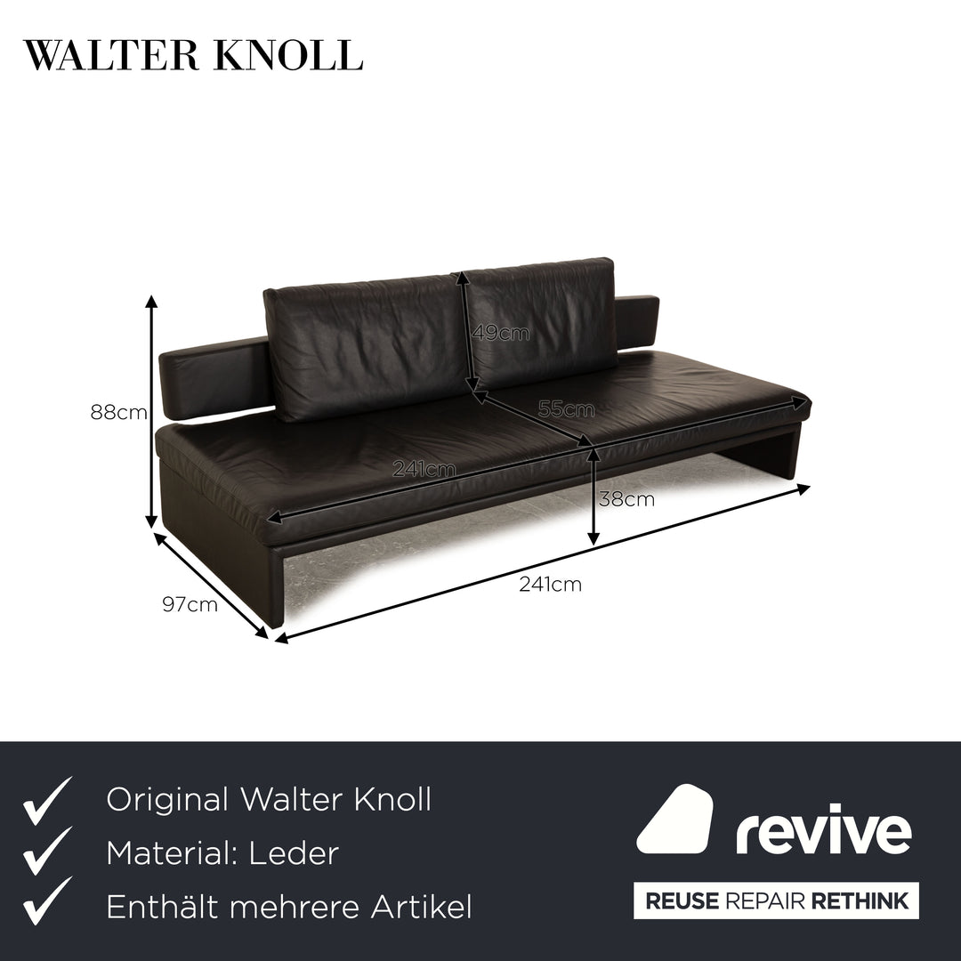 Walter Knoll Together Leder Sofa Garnitur Anthrazit Dreisitzer Hocker manuelle Funktion