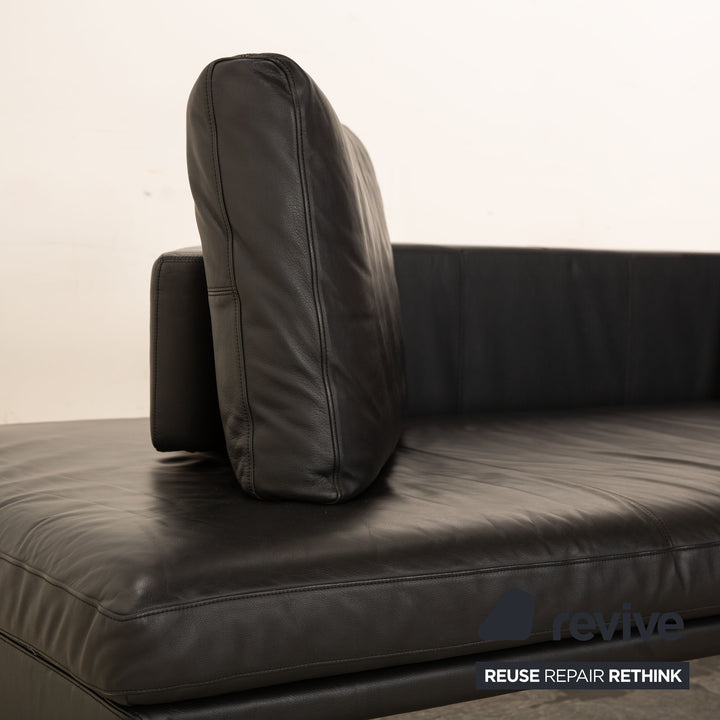 Walter Knoll Together Leder Sofa Garnitur Anthrazit Dreisitzer Hocker manuelle Funktion