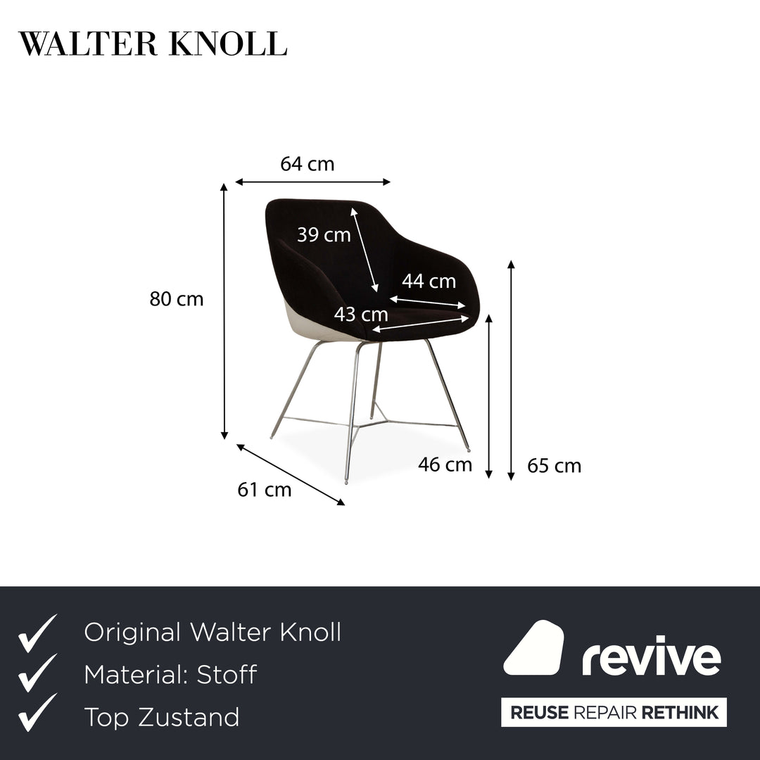 Fauteuil en tissu Walter Knoll Turtle Chair Marron Noir
