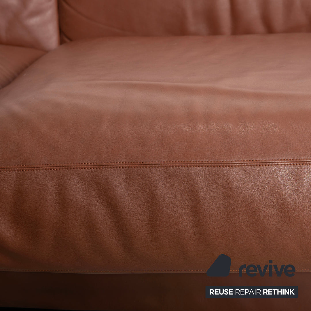 Walter Knoll Yuuto Leather Corner Sofa Brown Chestnut Mocha Sofa Couch