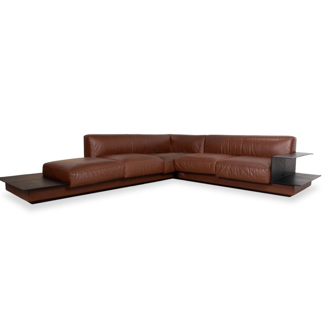 Walter Knoll Yuuto Leather Corner Sofa Brown Chestnut Mocha Sofa Couch