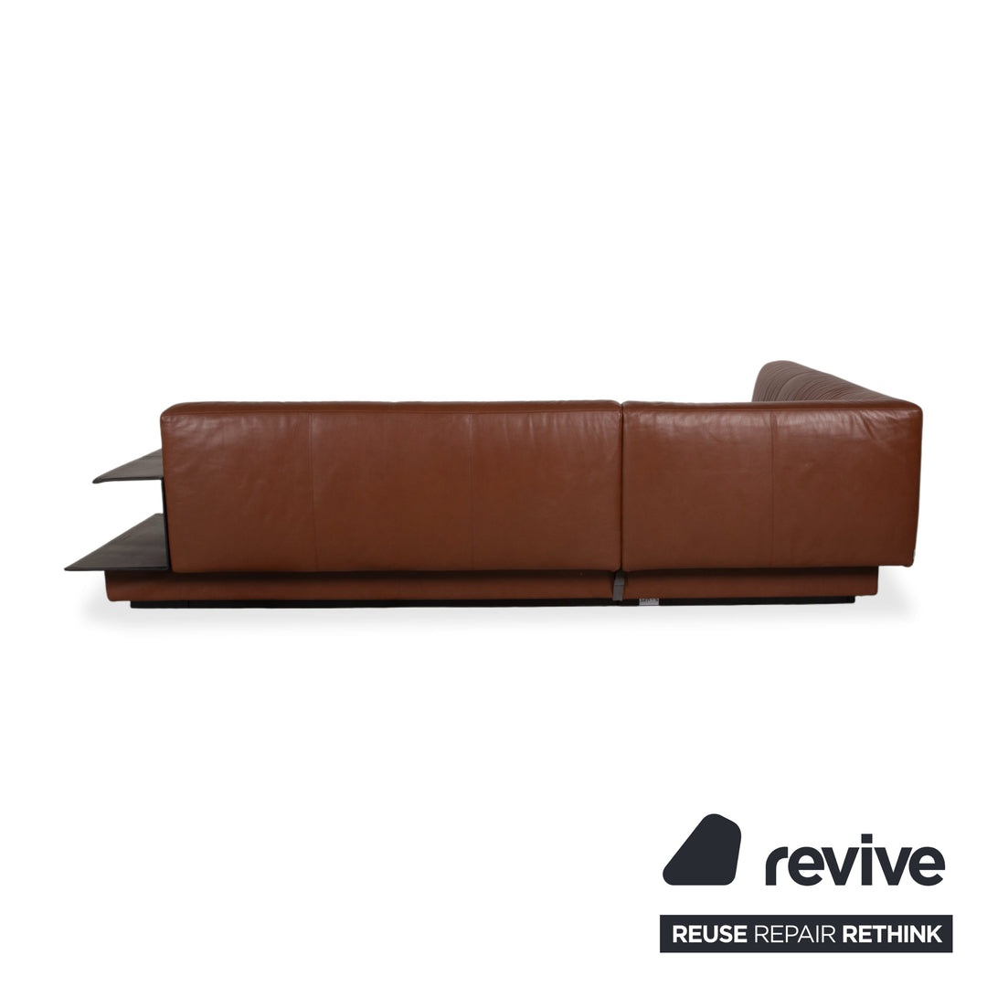 Walter Knoll Yuuto Leather Corner Sofa Brown Chestnut Mocha Sofa Couch