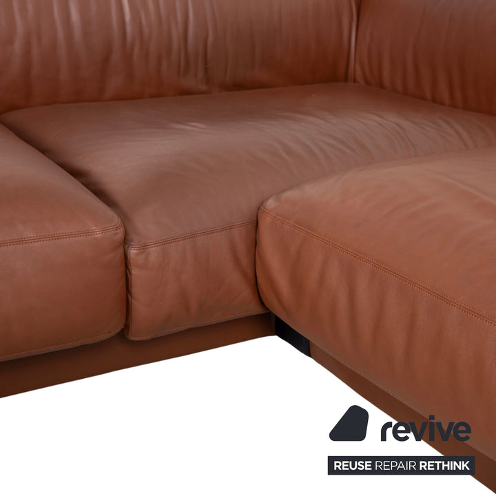 Walter Knoll Yuuto Leather Corner Sofa Brown Chestnut Mocha Sofa Couch