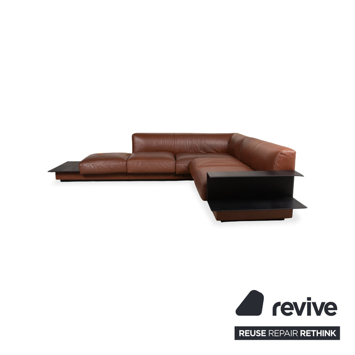 Walter Knoll Yuuto Leather Corner Sofa Brown Chestnut Mocha Sofa Couch
