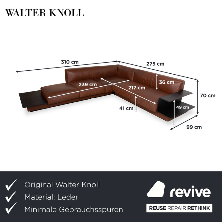 Walter Knoll Yuuto Leather Corner Sofa Brown Chestnut Mocha Sofa Couch