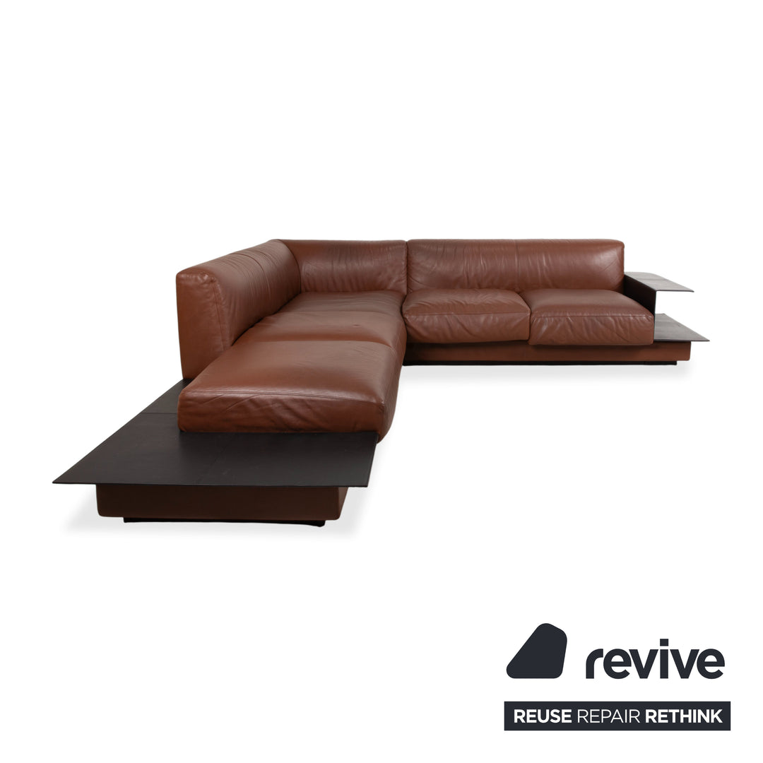 Walter Knoll Yuuto Leather Corner Sofa Brown Chestnut Mocha Sofa Couch