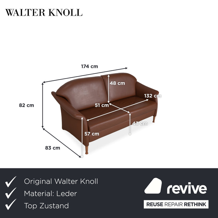 Walter Knoll Zweisitzer Leder Sofa Braun