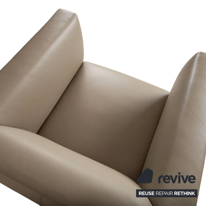 Walter Knool Jaan Garnitur Leder Chrom Dreisitzer Sessel Creme Beige Sofa Couch