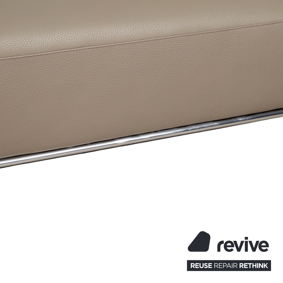 Walter Knool Jaan Garnitur Leder Chrom Dreisitzer Sessel Creme Beige Sofa Couch