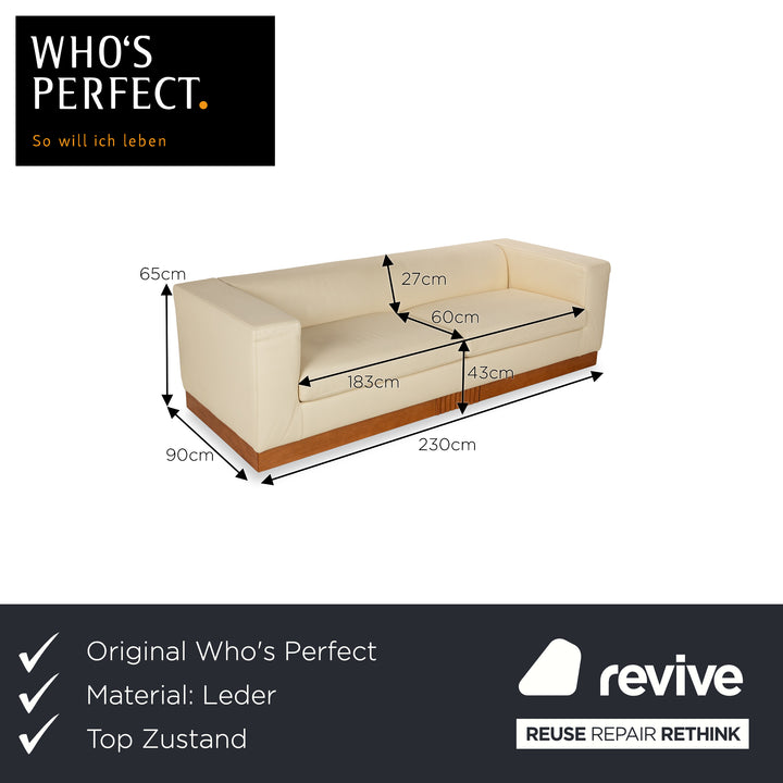 Who's Perfect Artus Leder Dreisitzer Beige Sofa Couch