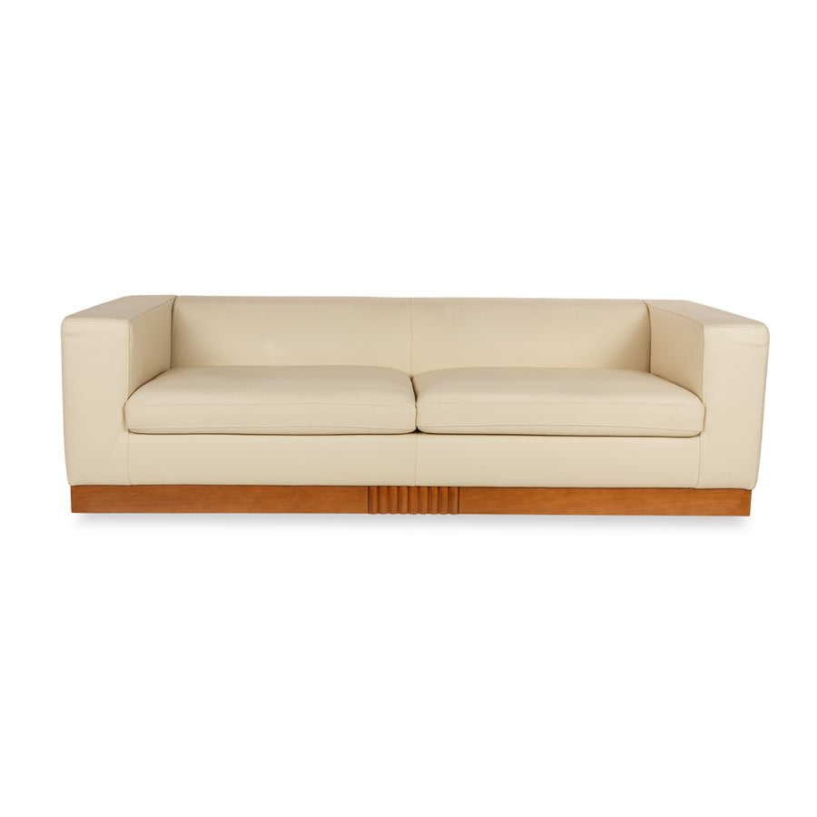 Who's Perfect Artus Leather Three-Seater Beige Sofa Couch