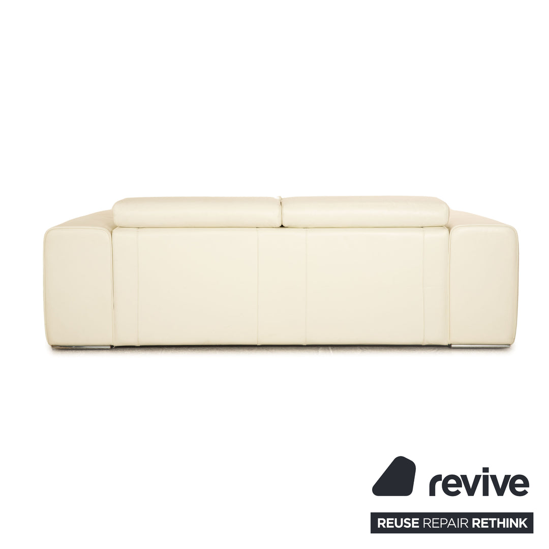 Who's Perfect Avenue Leather Two Seater Cream Sofa Couch Manual Function