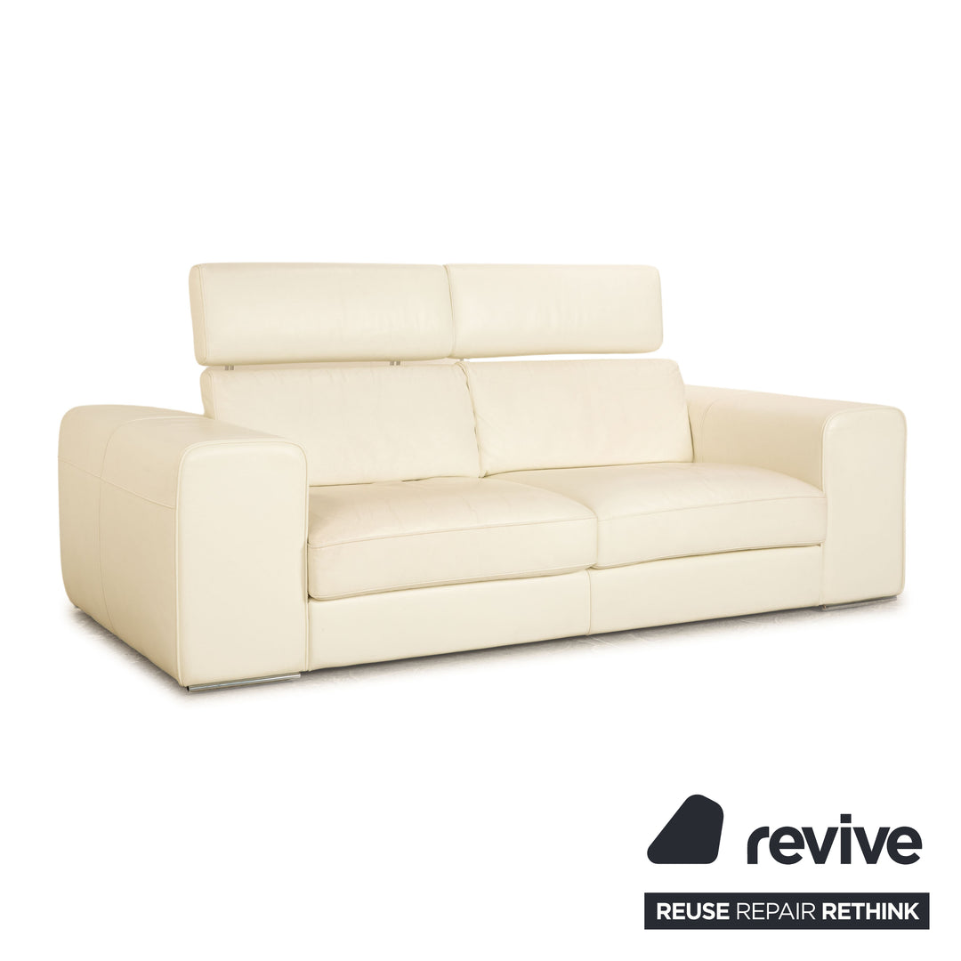 Who's Perfect Avenue Leather Two Seater Cream Sofa Couch Manual Function