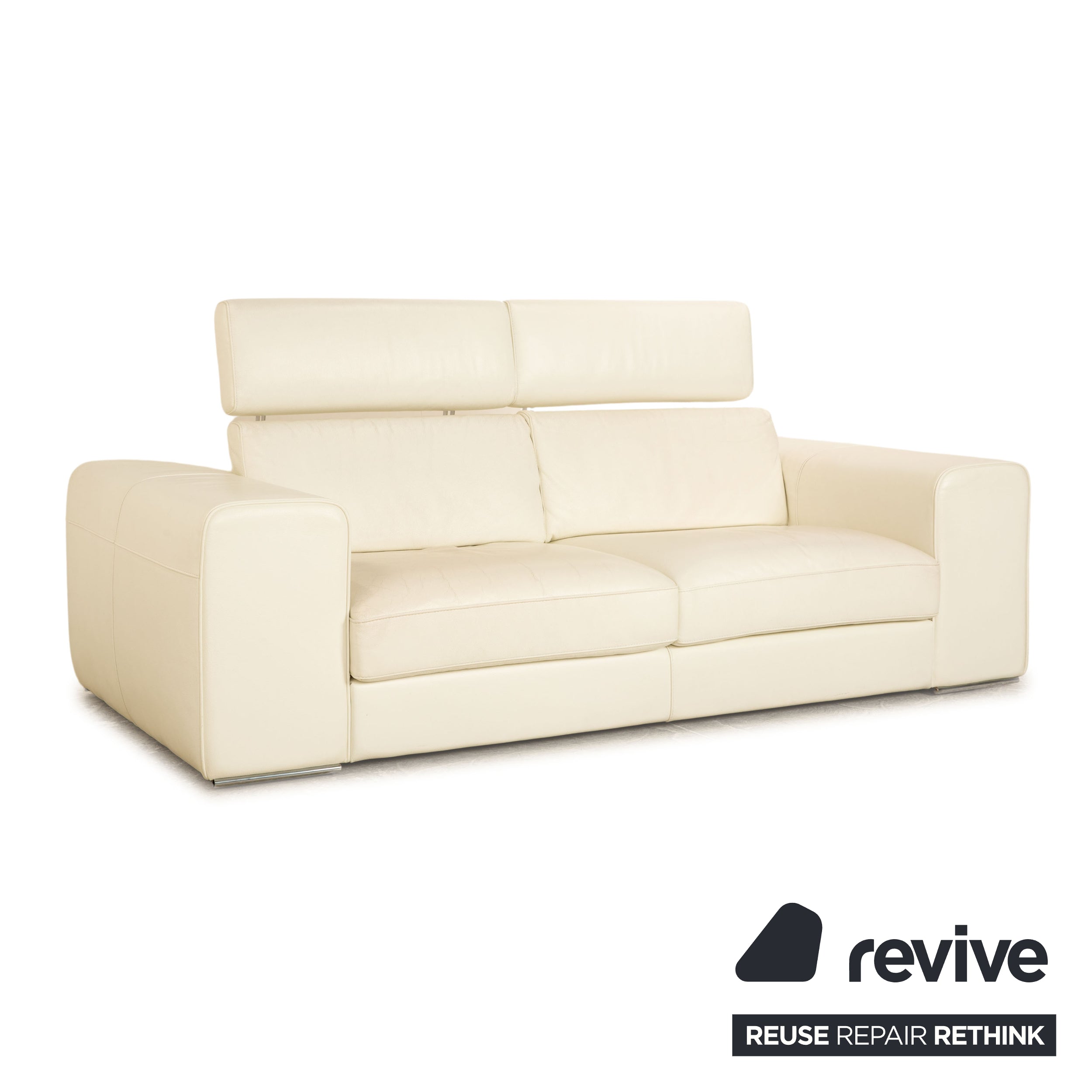 Who's Perfect Avenue Leder Zweisitzer Creme Sofa Couch manuelle Funktion