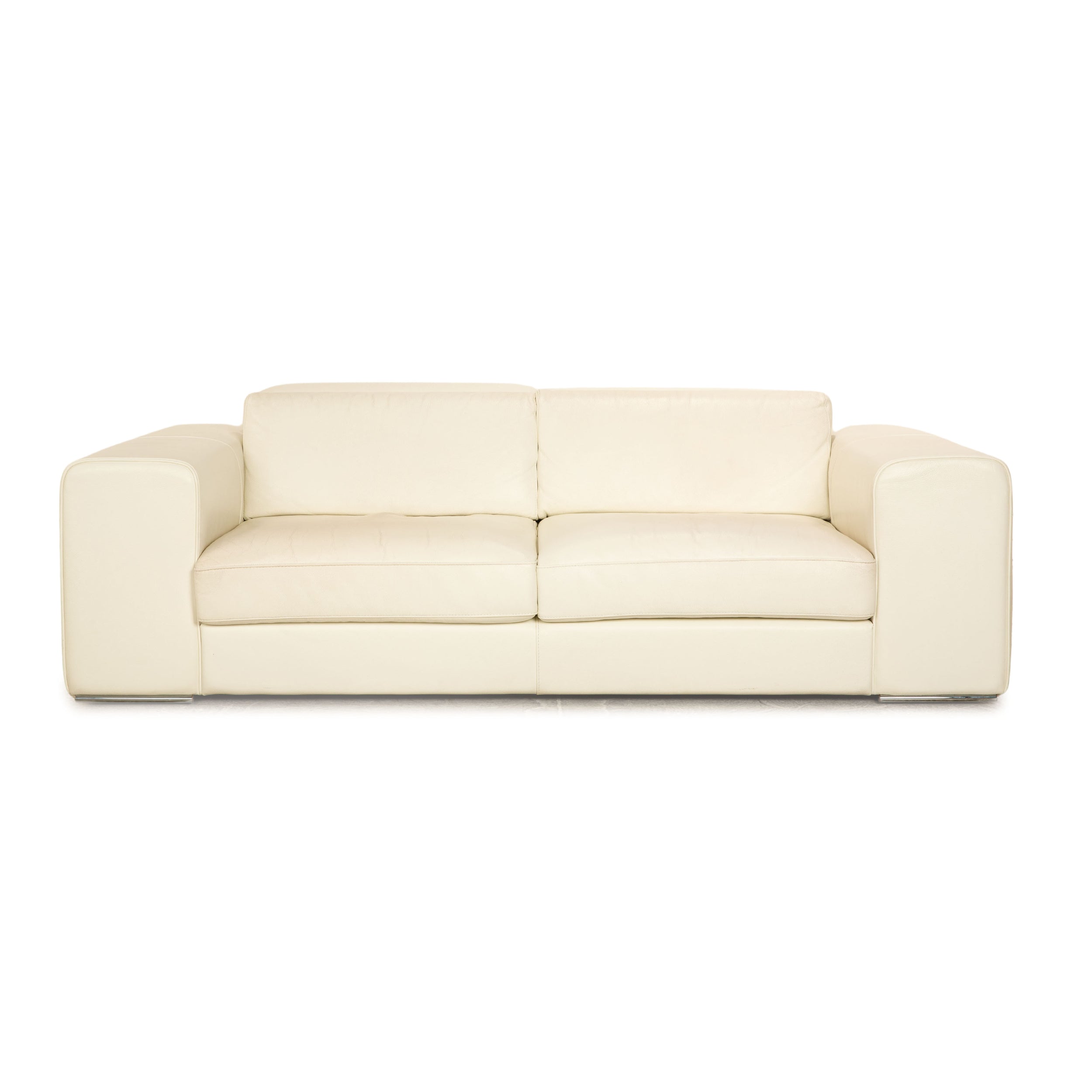 Who's Perfect Avenue Leather Two Seater Cream Sofa Couch Manual Function