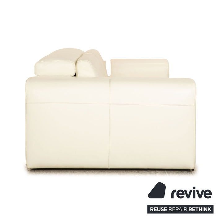 Who's Perfect Avenue Leather Two Seater Cream Sofa Couch Manual Function