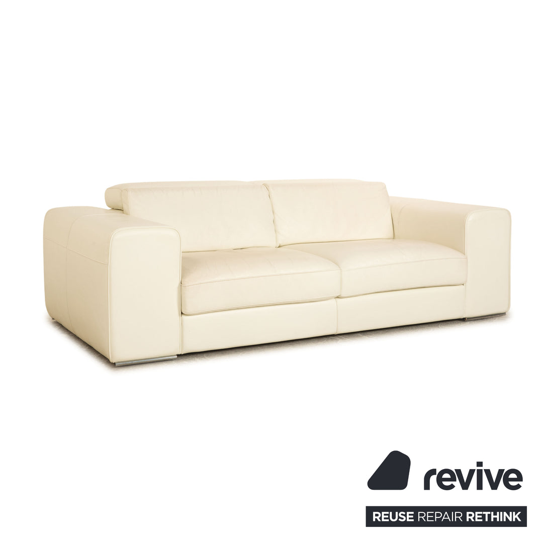 Who's Perfect Avenue Leather Two Seater Cream Sofa Couch Manual Function