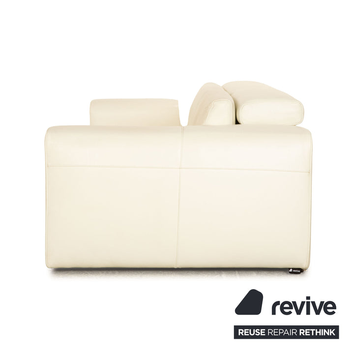 Who's Perfect Avenue Leather Two Seater Cream Sofa Couch Manual Function