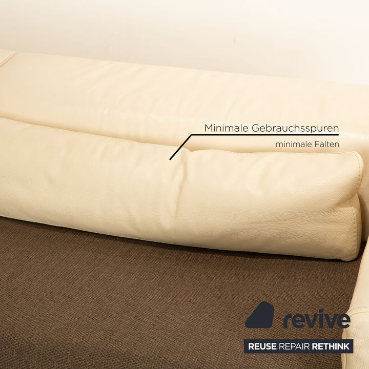 Who's Perfect Boston leather corner sofa cream manual function partially reupholstered