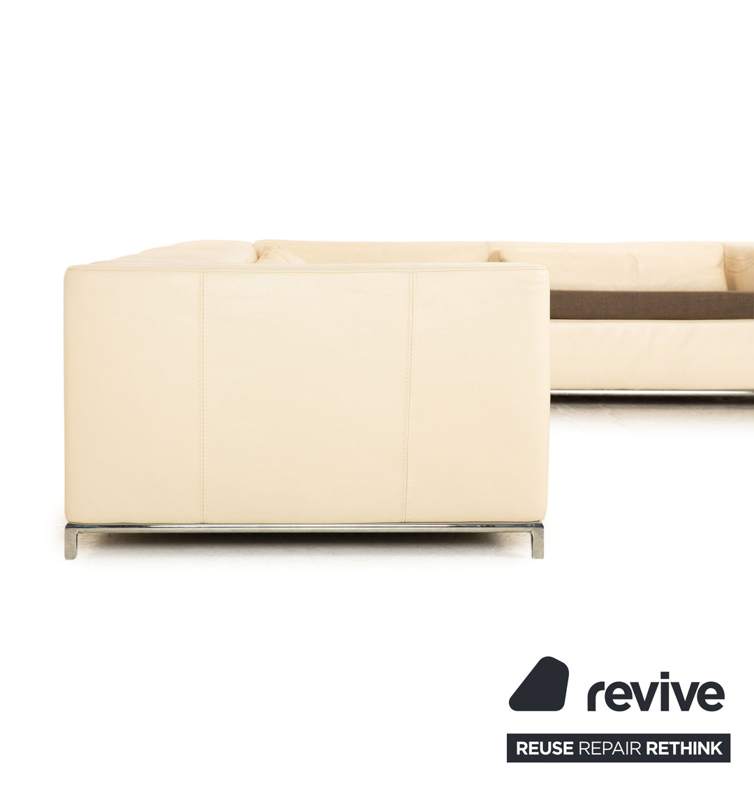 Who's Perfect Boston leather corner sofa cream manual function partially reupholstered