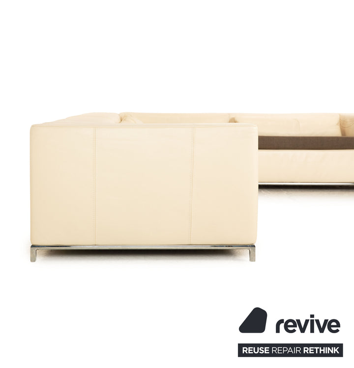 Who's Perfect Boston leather corner sofa cream manual function partially reupholstered