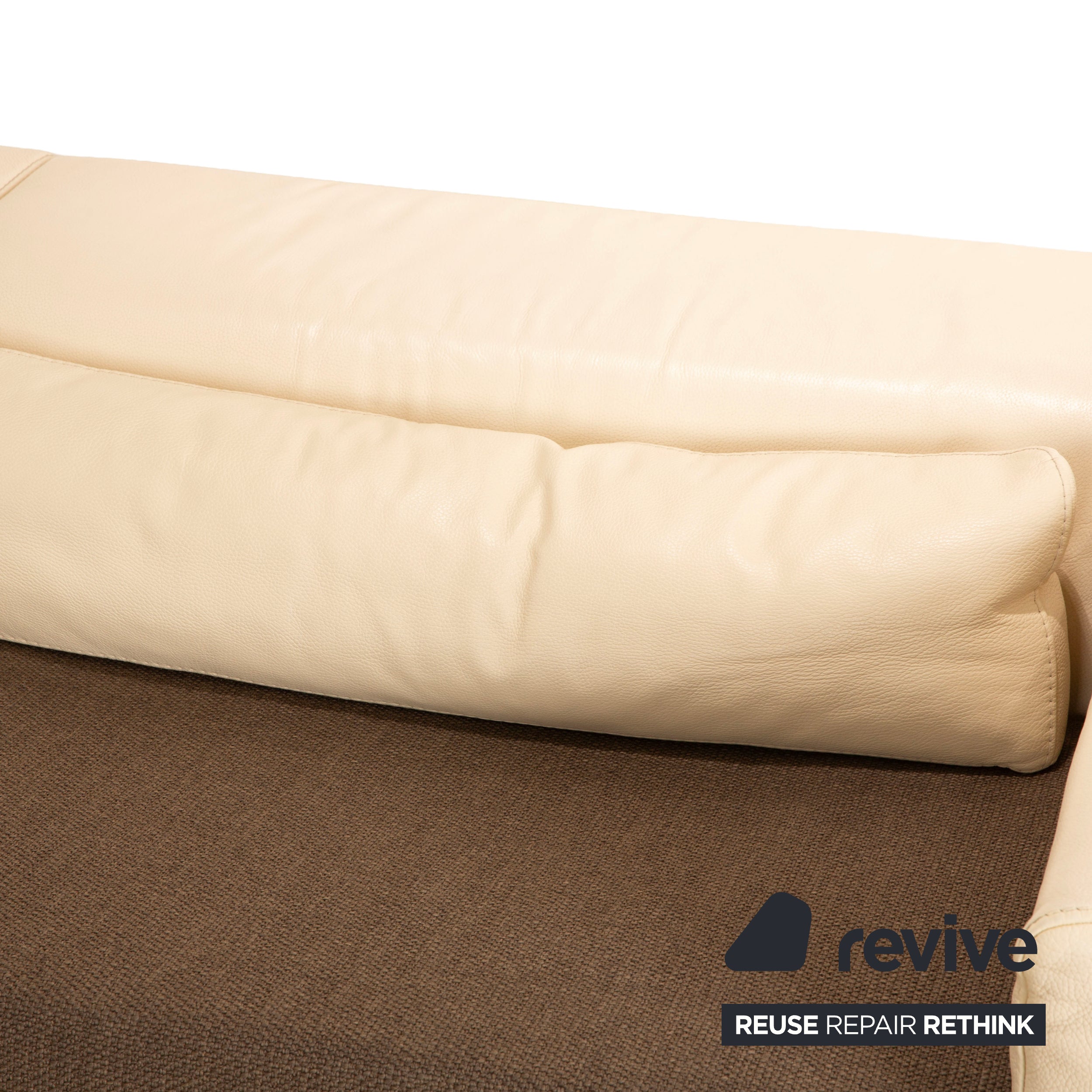 Who's Perfect Boston leather corner sofa, cream, manual function, partial reupholstering