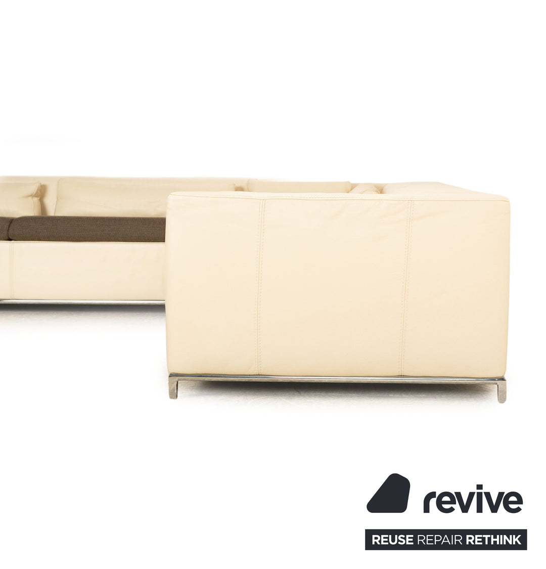 Who's Perfect Boston leather corner sofa cream manual function partially reupholstered