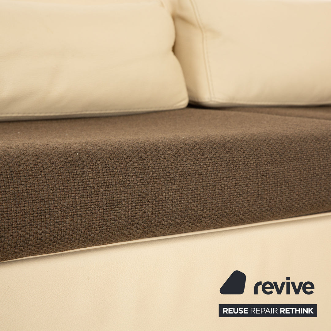 Who's Perfect Boston leather corner sofa cream manual function partially reupholstered