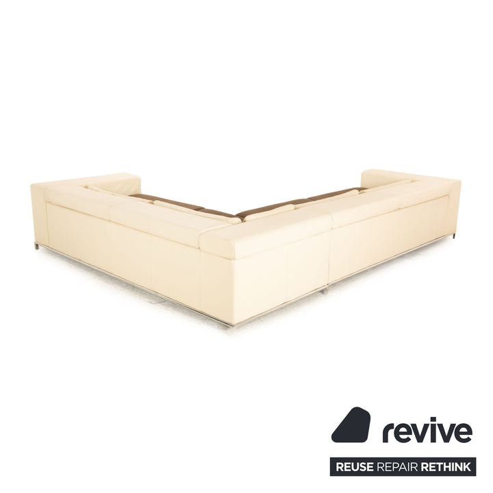 Who's Perfect Boston leather corner sofa cream manual function partially reupholstered