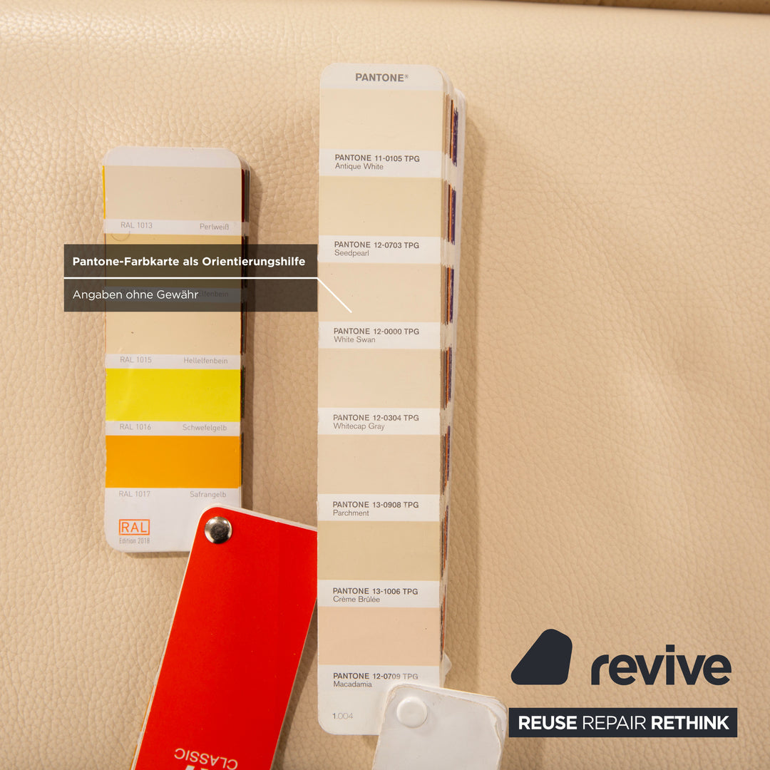 Who's Perfect Canapé d'angle Boston en cuir crème fonction manuelle partiellement retapissé